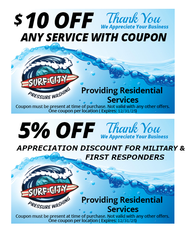 Pressure Washing Coupons, Discount Power Washing Services, Surf City